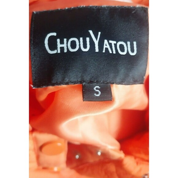 ChouYatou Orange Quilted Hooded Oversized Jacket Small - Picture 7 of 8